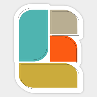 Orange Turquoise Tan Gold Geometric Retro Scandinavian Sticker